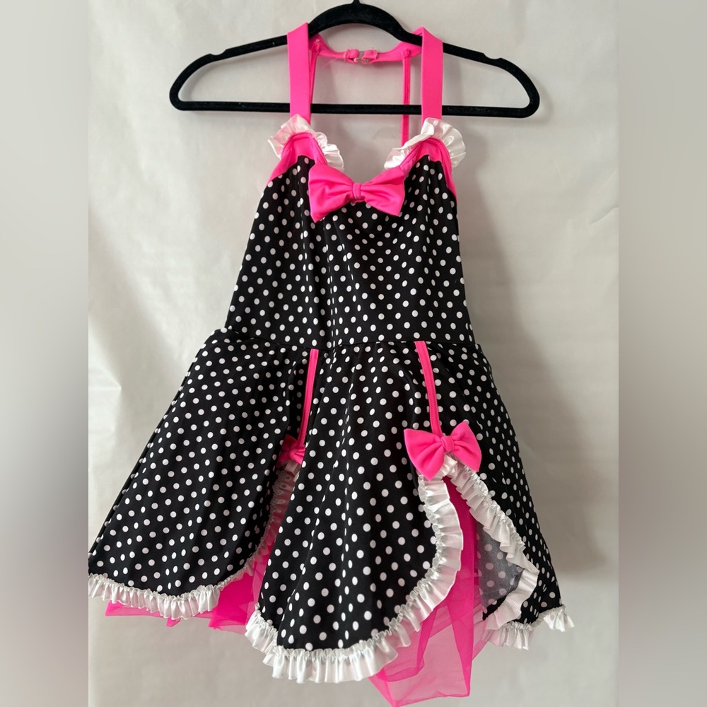 Revolution Black and Pink Polka Dot Kids Dance Costume